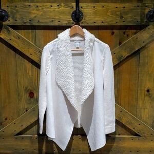 FAUX FUR KNIT SWEATER CREAM, SIZE PETITE LARGE